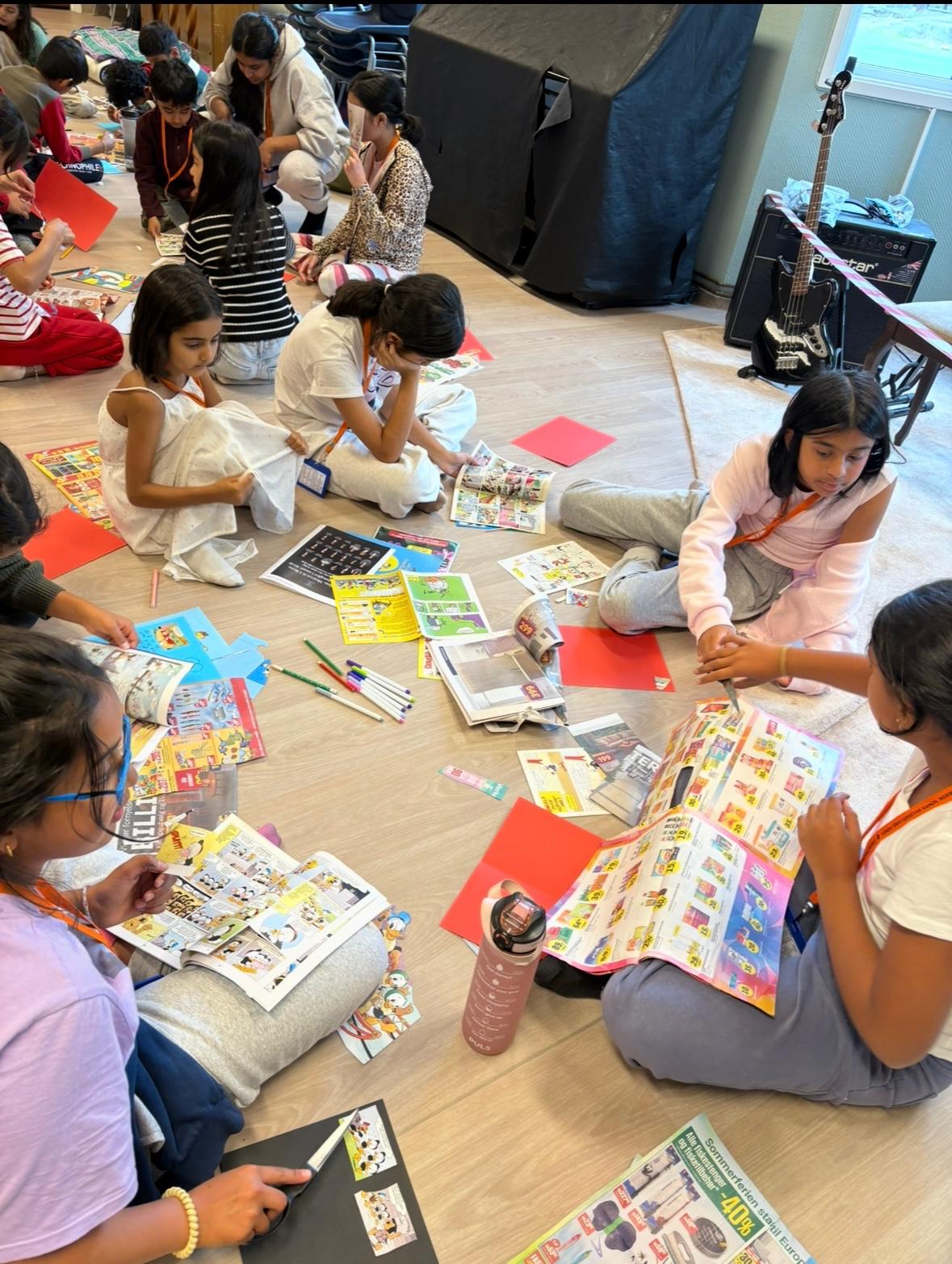 Children taking part in a creative group activity